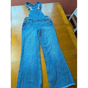 Happily Grey Blue Jean Overalls Size 11 30 Raw Hem Coveralls Denim Flare